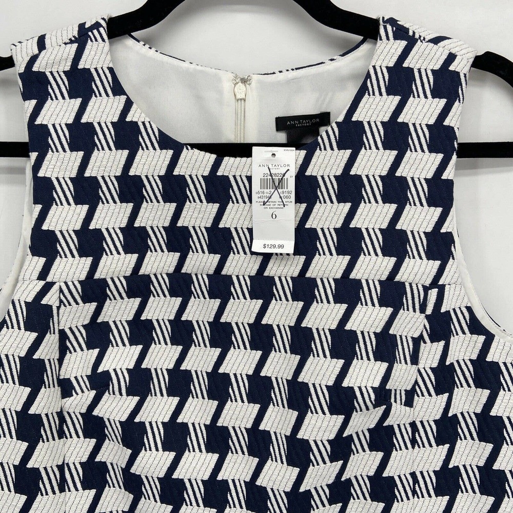 Ann Taylor Factory Blue White Herringbone Dress - Picture 2 of 6